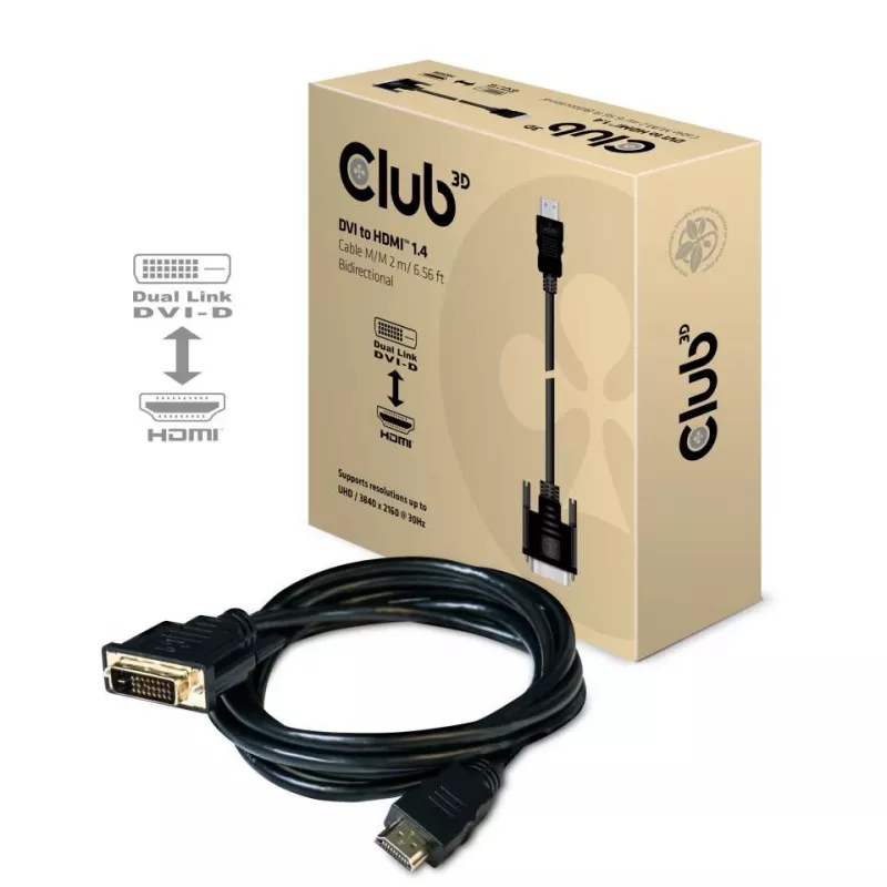 Przewód CLUB3D DVI-HDMI 1.4 M/M 2m/6,56ft Dwukierunkowy