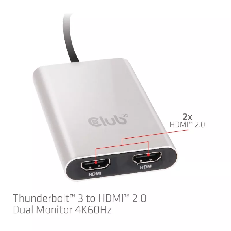 Adapter CLUB3D Thunderbolt 3 do Dual HDMI 2.0