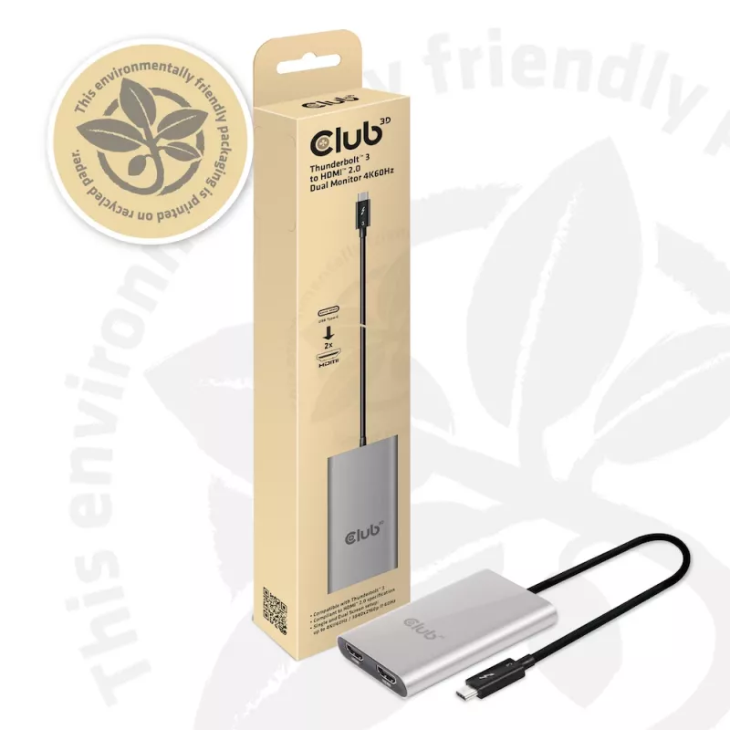 Adapter CLUB3D Thunderbolt 3 do Dual HDMI 2.0