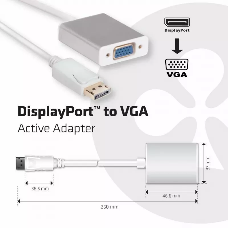 Aktywny adapter DisplayPort na VGA CLUB3D CAC-2003