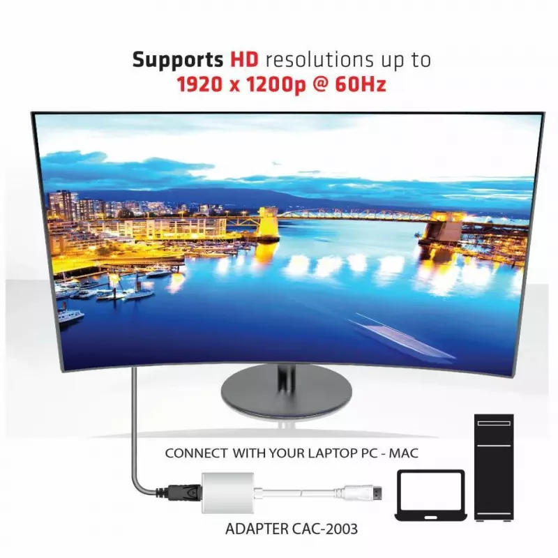 Aktywny adapter DisplayPort na VGA CLUB3D CAC-2003
