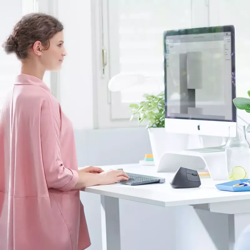 Ergonomiczna mysz bezprzewodowa Logitech MX Vertical, MX Vertical, 4000 DPI, RF Wireless + Bluetooth, praworęczna, grafit, do biura