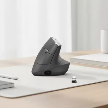 Ergonomiczna mysz bezprzewodowa Logitech MX Vertical, MX Vertical, 4000 DPI, RF Wireless + Bluetooth, praworęczna, grafit, do biura