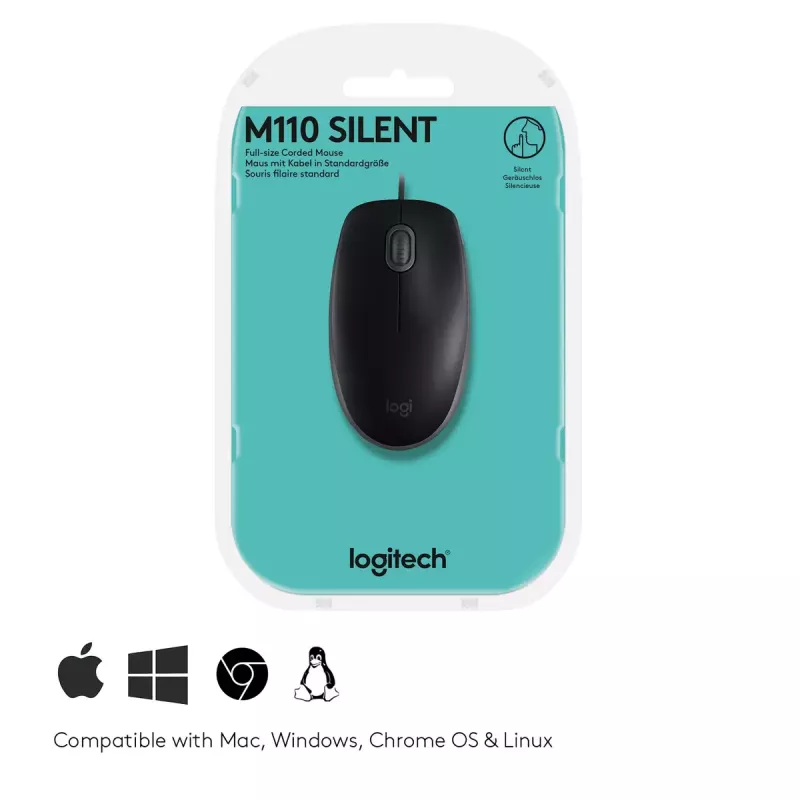 Mysz Logitech B110 Silent przewodowa USB Czarny