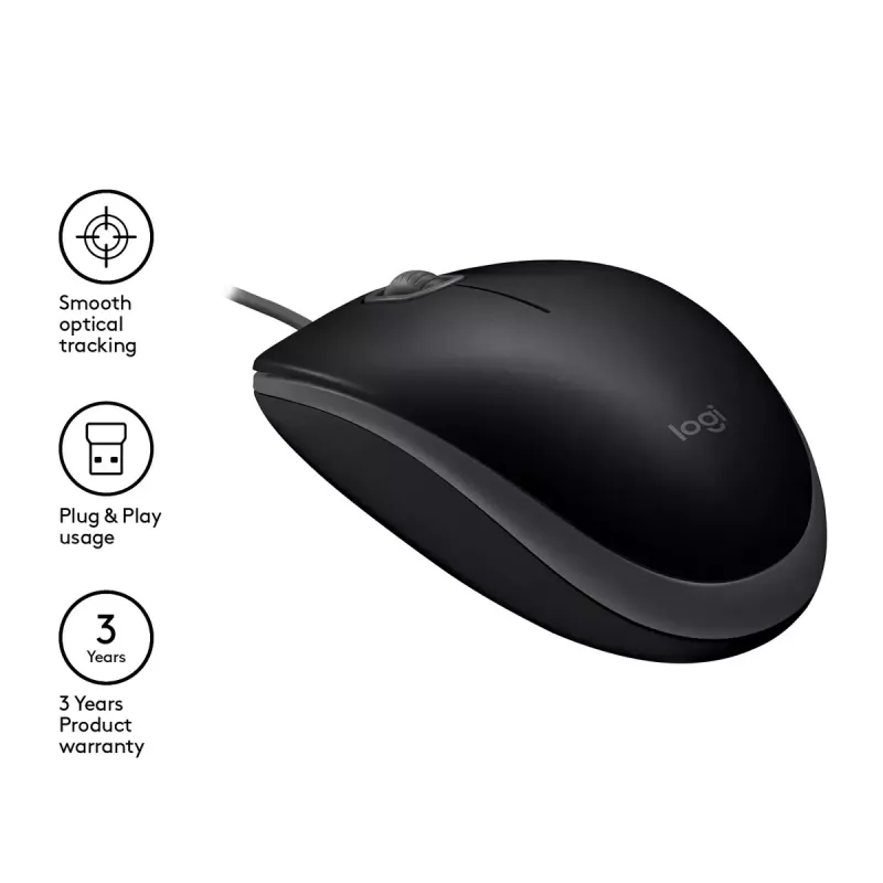 Mysz Logitech B110 Silent przewodowa USB Czarny