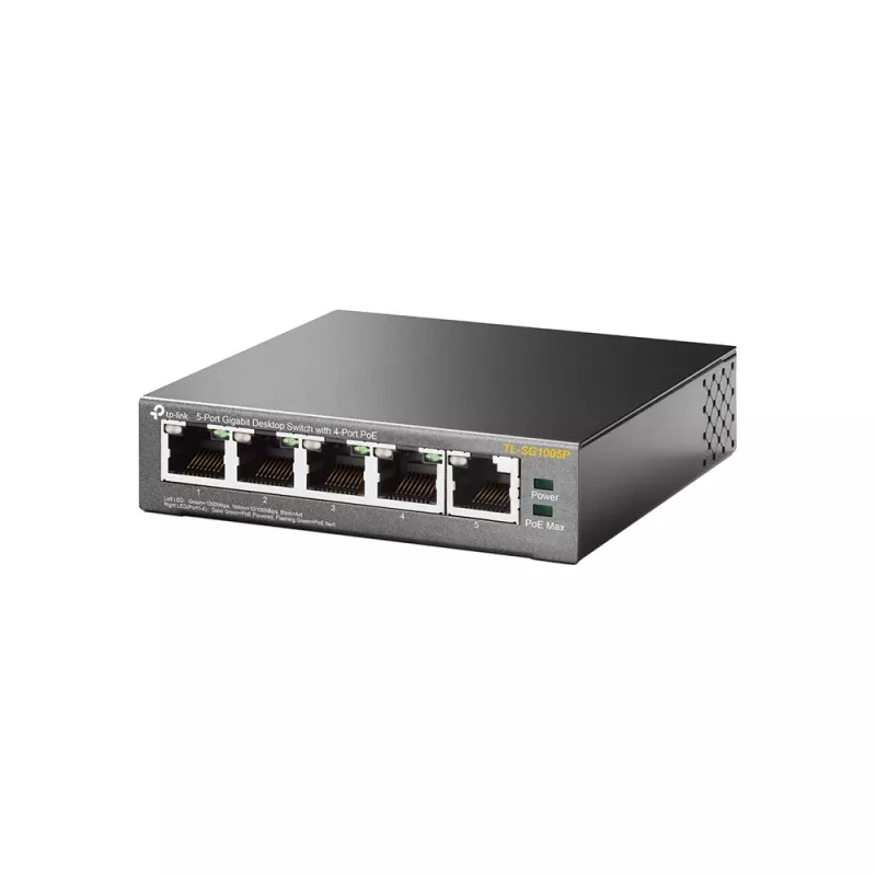 TP-Link 5-Portowy Gigabitowy Przełącznik Biurkowy PoE z 4 Portami, Niezarządzalny, Gigabit Ethernet (10/100/1000), Power over Ethernet (PoE)
