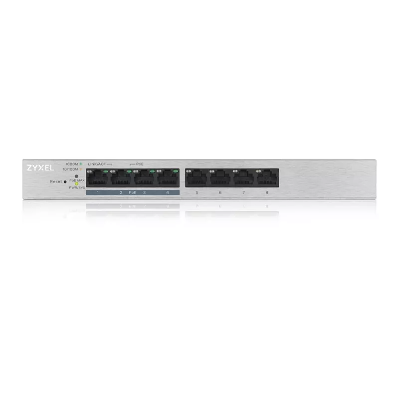 Zyxel GS1200-8HP v2 Zarządzany Gigabit Ethernet (10/100/1000) Power over Ethernet (PoE) Szary