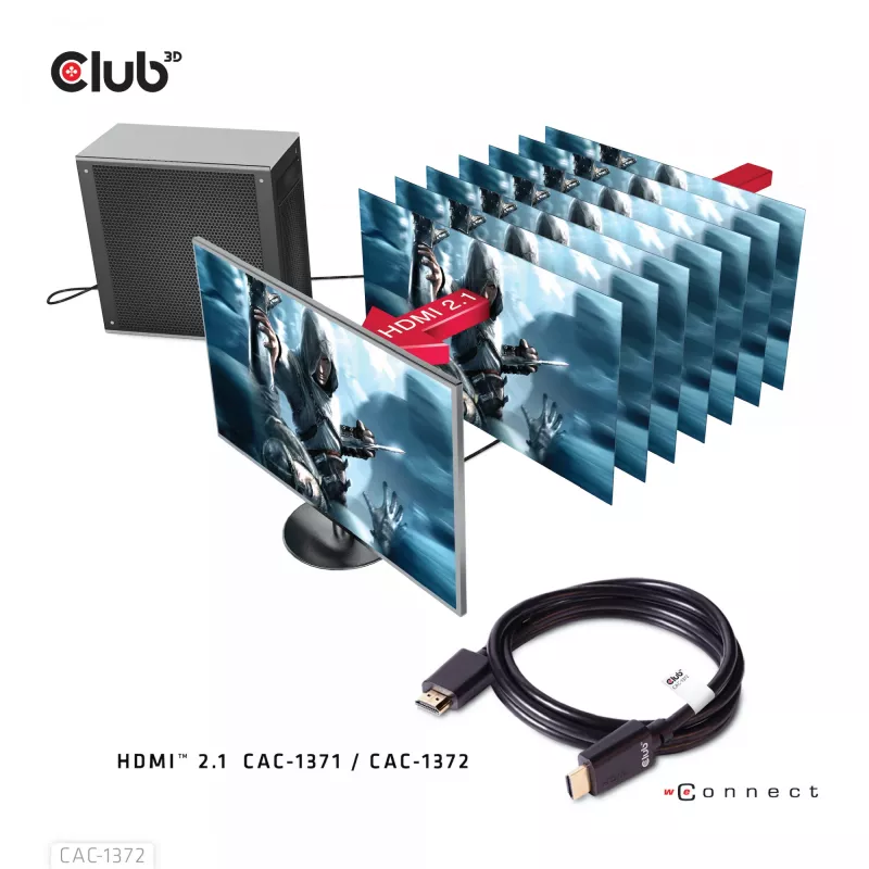 CLUB3D Ultra High Speed HDMI 4K120Hz, 8K60Hz Certified kabel 48Gbps M/M 2 m / 6.56 ft