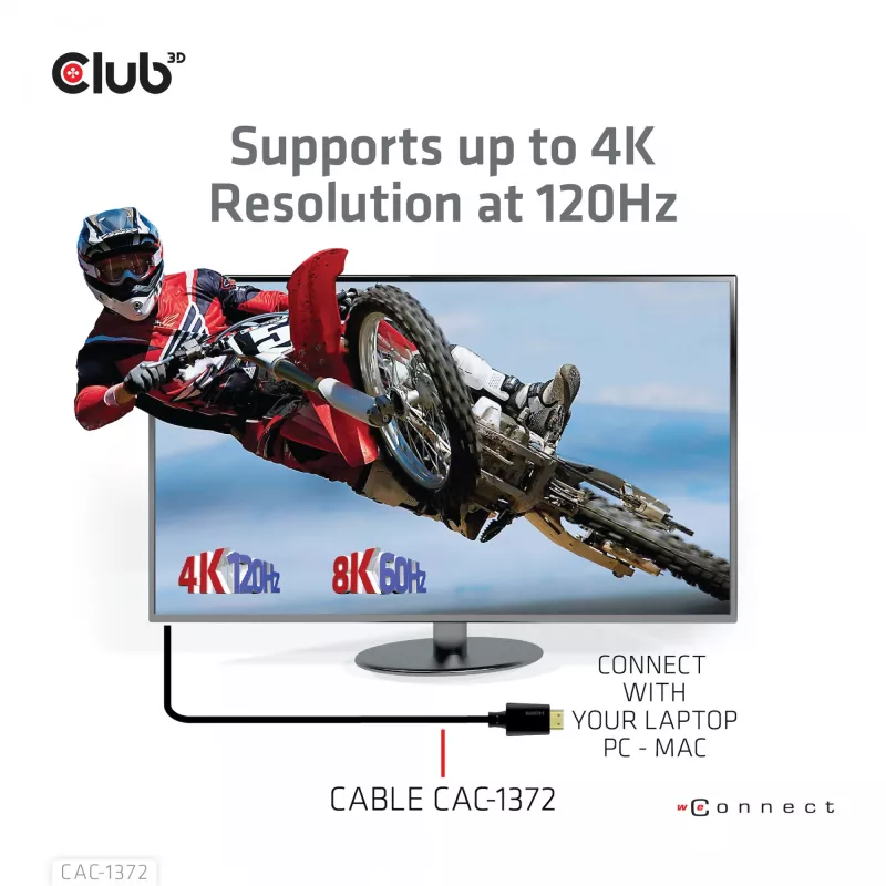 CLUB3D Ultra High Speed HDMI 4K120Hz, 8K60Hz Certified kabel 48Gbps M/M 2 m / 6.56 ft