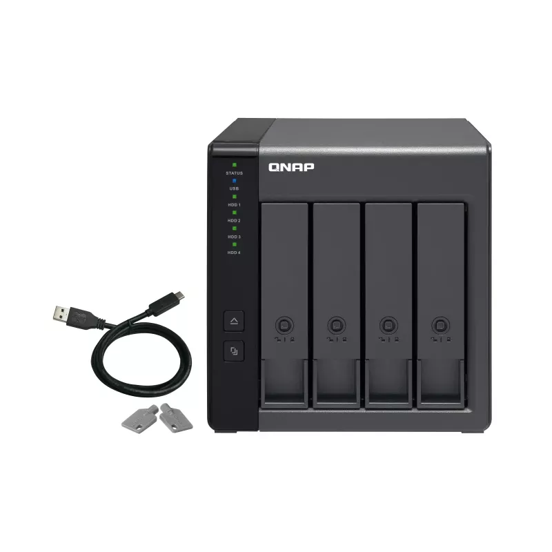 4-Bay QNAP TR-004 - 2.5/3.5 Zoll - Serial ATA II - 0,1,5,10,JBOD - 3.2 Gen 1 (3.1 Gen 1) - USB Typ-C Gehäuse