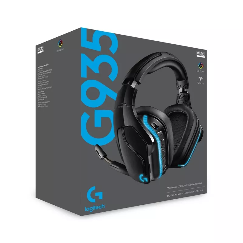 LOGITECH G935 Bezprzewodowy zestaw słuchawkowy do gier 7.1 Surround Sound Lightsync – 2,4 GHz