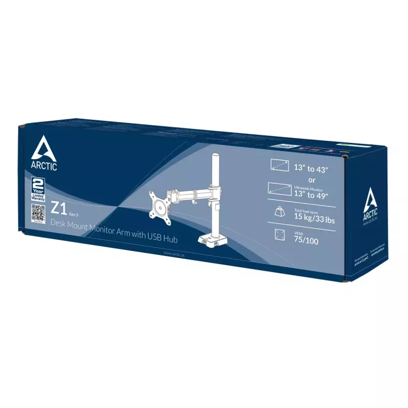 ARCTIC Z1 (Gen 3) - Uchwyt monitora na biurko z hubem USB