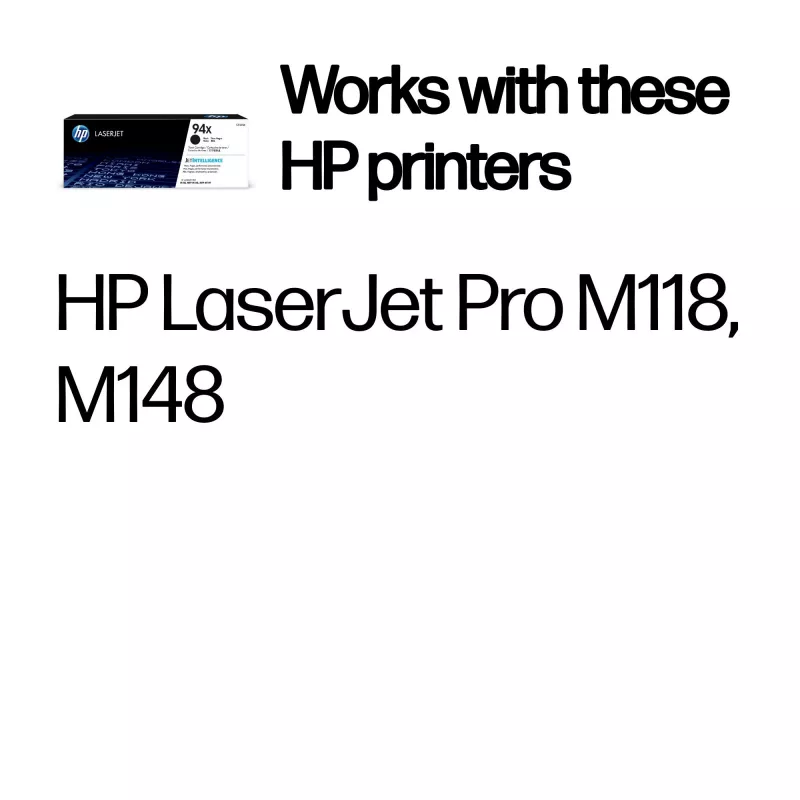 HP 94X High Yield Black Original LaserJet Toner Cartridge, 2800 stron, Czarny, 1 szt.