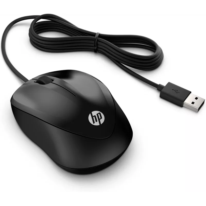 Mysz przewodowa HP 1000, oburęczna, USB Type-A, 1200 DPI, czarna