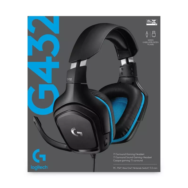 LOGITECH G432 - USB / 3.5mm - Game-headset - 7.1 Surround - niebieski