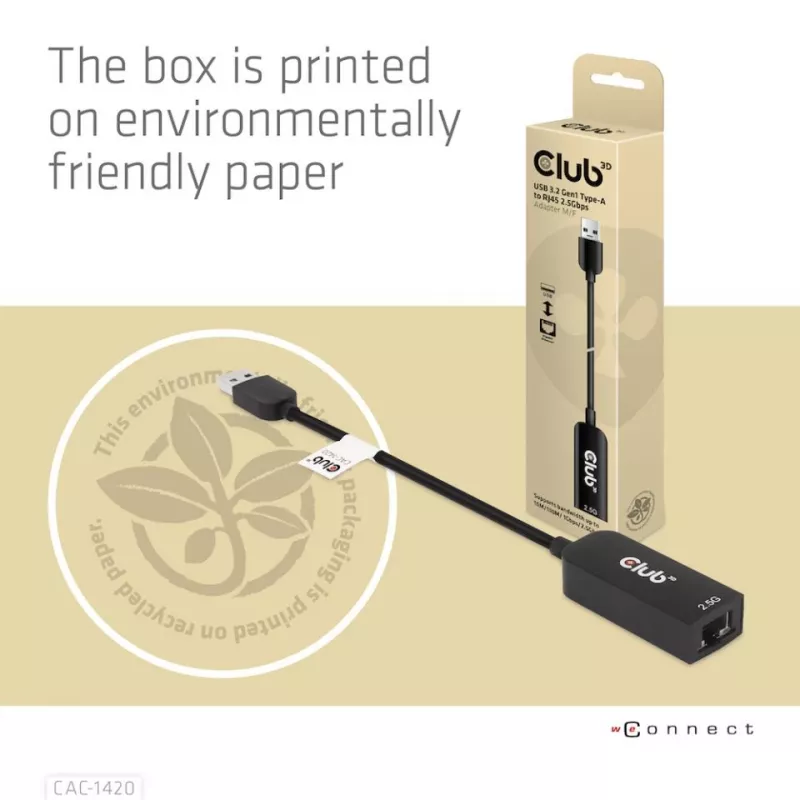 CLUB3D USB 3.2 Gen1 Typ A do RJ45 2.5Gbps adapter
