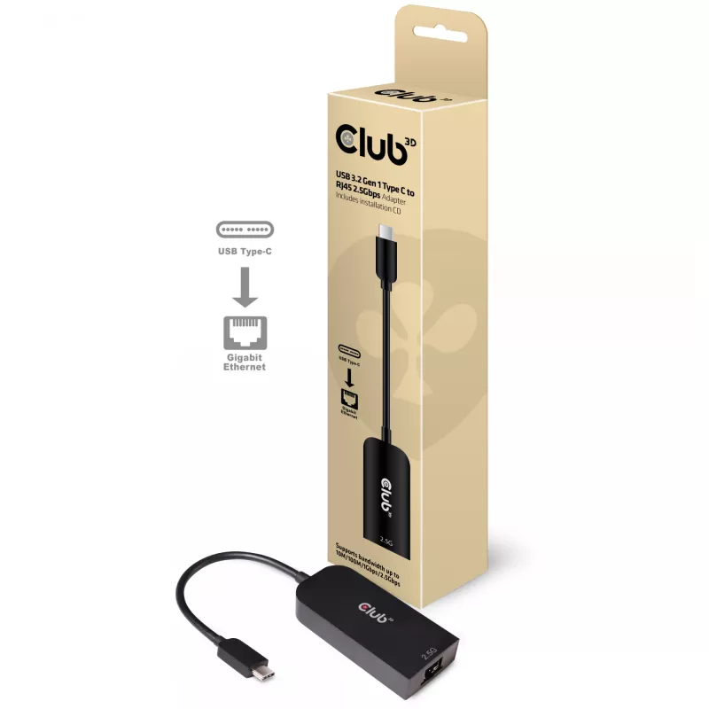 Adapter CLUB3D USB 3.2 Gen1 Type C na RJ45 2.5Gbps