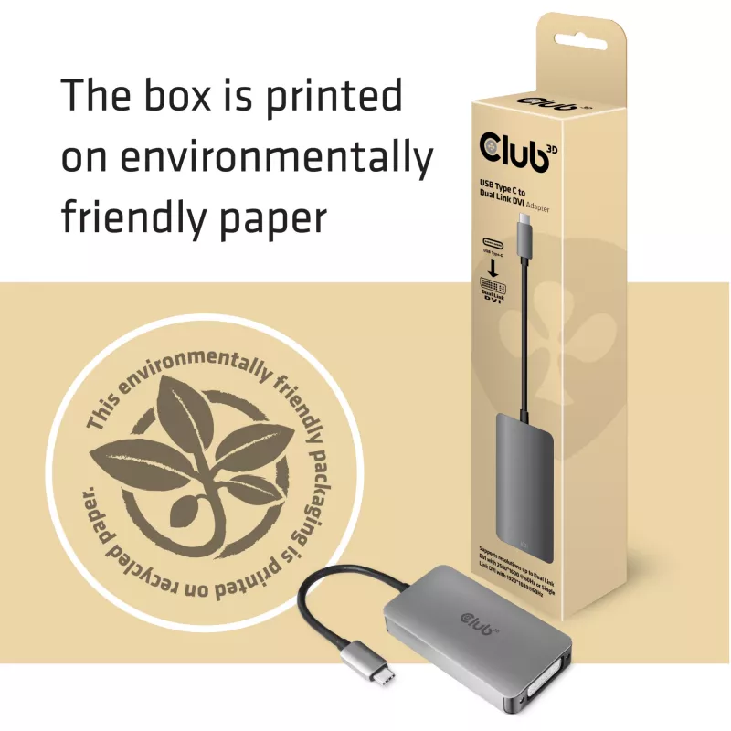 CLUB3D USB3.2 Gen1 Type-C na Dual Link DVI-D HDCP ON wersja Aktywny Adapter M/F
