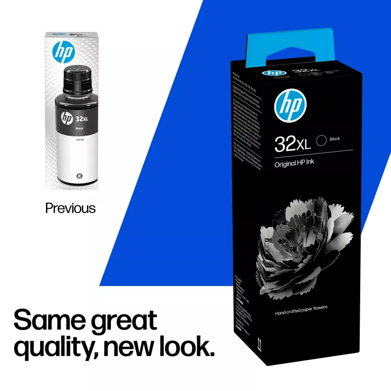 HP 32XL 135-ml Czarna Oryginalna Butelka Z Atramentem, Czarny, Malezja, 15 - 35 °C, 15 - 35 °C, 20 - 80%, 1 szt.