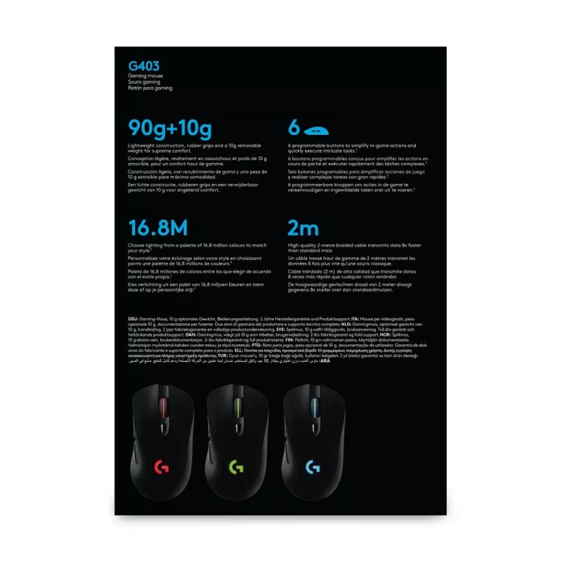 LOGITECH G403 Hero Mysz gamingowa USB Czarna EWR2