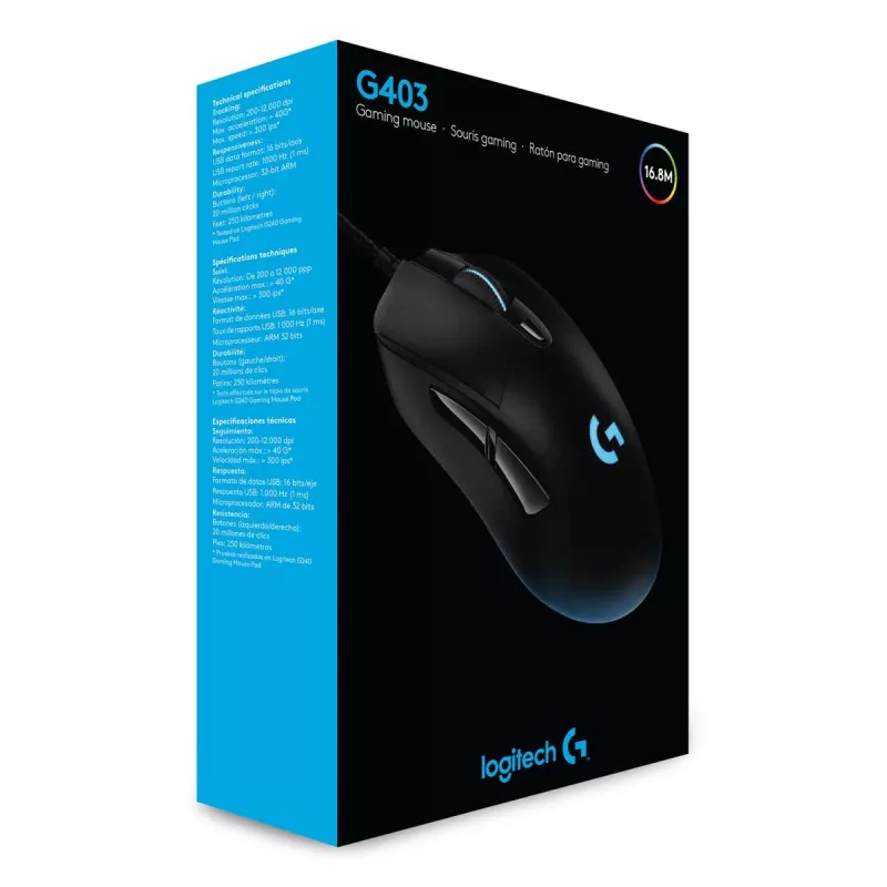LOGITECH G403 Hero Mysz gamingowa USB Czarna EWR2