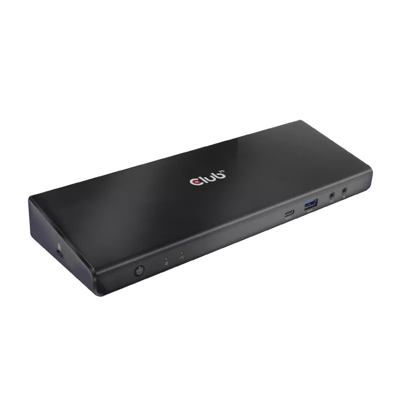 CLUB3D CSV-1562 to uniwersalna stacja dokująca USB3.2 Gen1 Type-C z potrójnym wyjściem 4K30Hz, certyfikowana DisplayLink®. Uniwersalna stacja dokująca z ładowaniem