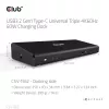 CLUB3D CSV-1562 to uniwersalna stacja dokująca USB3.2 Gen1 Type-C z potrójnym wyjściem 4K30Hz, certyfikowana DisplayLink®. Uniwersalna stacja dokująca z ładowaniem