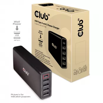 Ładowarka USB CLUB3D typu A i C, 5 portów do 111W