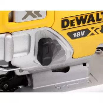 Wyrzynarka DeWALT DCS334NT-XJ akumulatorowa 18V, skok 2.6 cm, głębokość cięcia w drewnie 135 mm, kąt cięcia 0–45°, rękojeść górna, miękki uchwyt