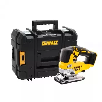 Wyrzynarka DeWALT DCS334NT-XJ akumulatorowa 18V, skok 2.6 cm, głębokość cięcia w drewnie 135 mm, kąt cięcia 0–45°, rękojeść górna, miękki uchwyt