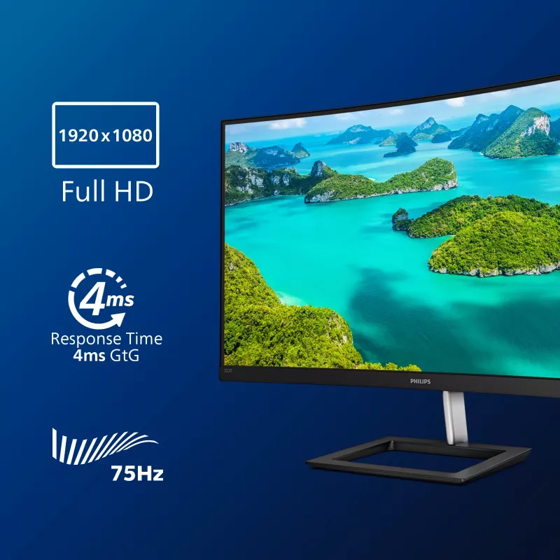 Philips E Line 322E1C/00 monitor komputerowy 80 cm (31,5 cala) 1920 x 1080 pikseli Full HD LCD Czarny