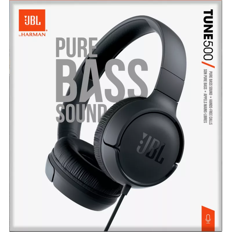 JBL Tune 500 Czarny, Przewodowy, 20 - 20000 Hz, Połączenia/Muzyka, 148 g, Zestaw słuchawkowy, Czarny