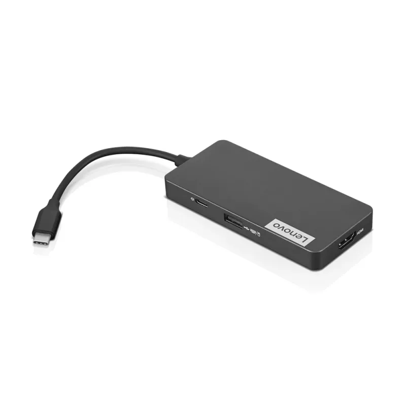 Stacja dokująca Lenovo GX90T77924 — hub USB-C z HDMI 1.4, 2×USB-A 3.2 Gen1, USB‑2.0, czytnik kart microSD, szary