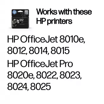 HP 912 Czarny oryginalny wkład z tuszem, czarny, 1 szt., 250 stron