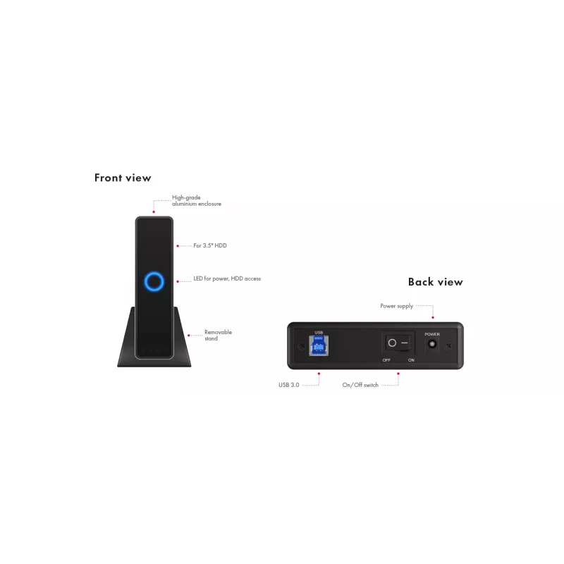 Obudowa HDD ICY BOX IB-377U3 Czarna 3.5 cala
