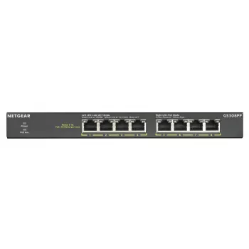 NETGEAR GS308PP Niezarządzalny Gigabit Ethernet (10/100/1000) Power over Ethernet (PoE) Czarny