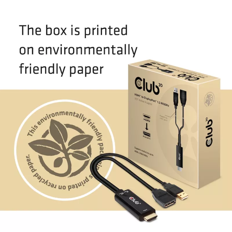 CLUB3D CAC-1331 adapter kabla wideo 0.25 m HDMI DisplayPort Czarny