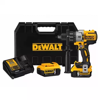 Wiertarko-wkrętarka akumulatorowa DeWalt DCD996P2 18V Li-Ion 5Ah, uchwyt bezkluczykowy, 3-biegowa, 95 Nm, 2,1 kg, wiercenie udarowe