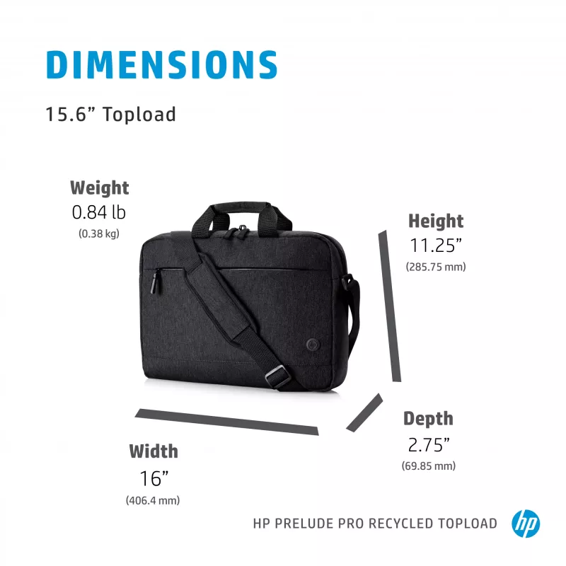 Aktówka HP Prelude Pro 15,6 cala z recyklingu, ładowana od góry