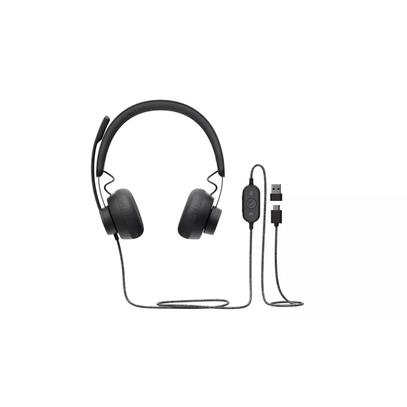 LOGITECH Zone Wired - USB-C / USB-A - Zestaw słuchawkowy - UC Zone - Czarny