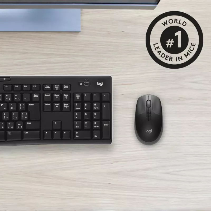 LOGITECH M190 Pełnowymiarowa mysz bezprzewodowa Węgiel