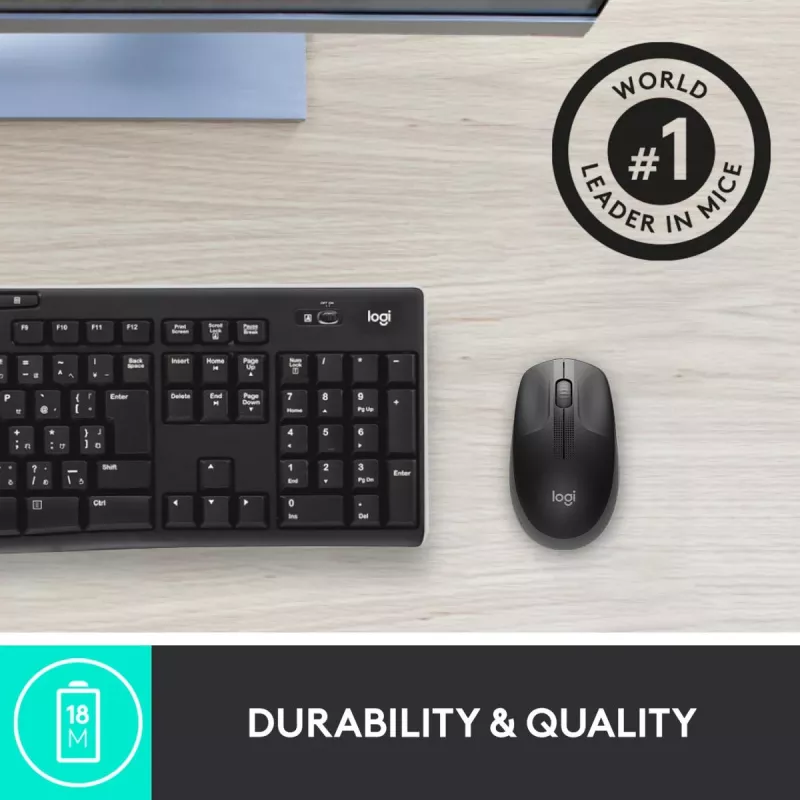 LOGITECH M190 Pełnowymiarowa mysz bezprzewodowa Węgiel