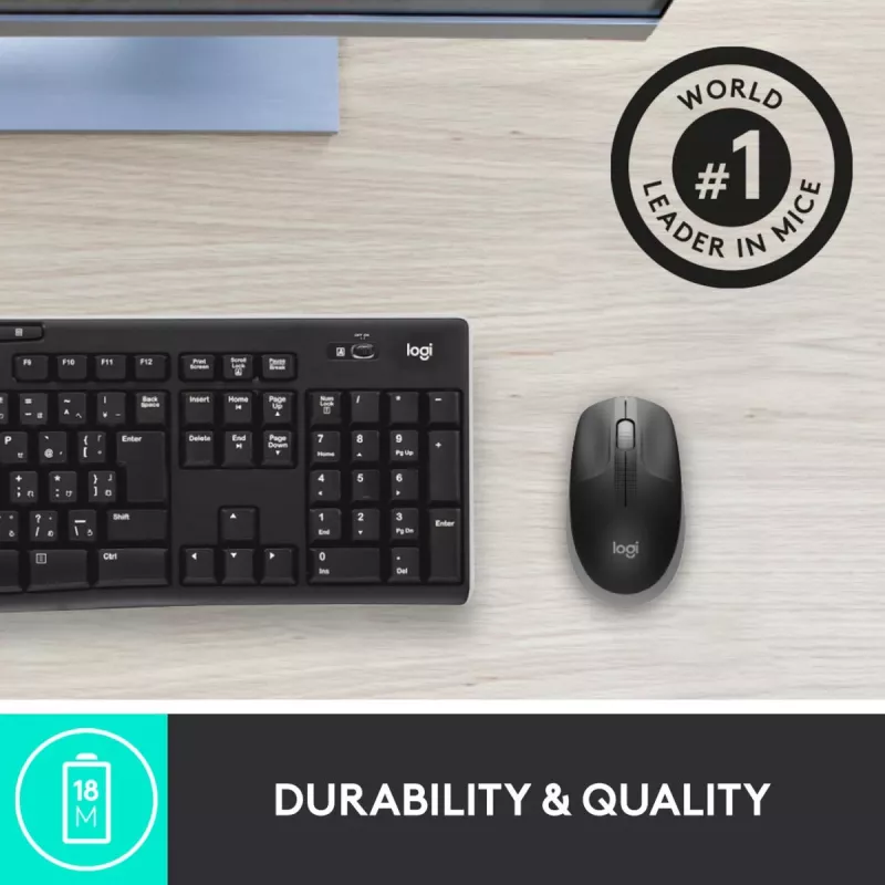 LOGITECH M190 Pełnowymiarowa mysz bezprzewodowa średni szary