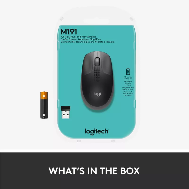 LOGITECH M190 Pełnowymiarowa mysz bezprzewodowa średni szary