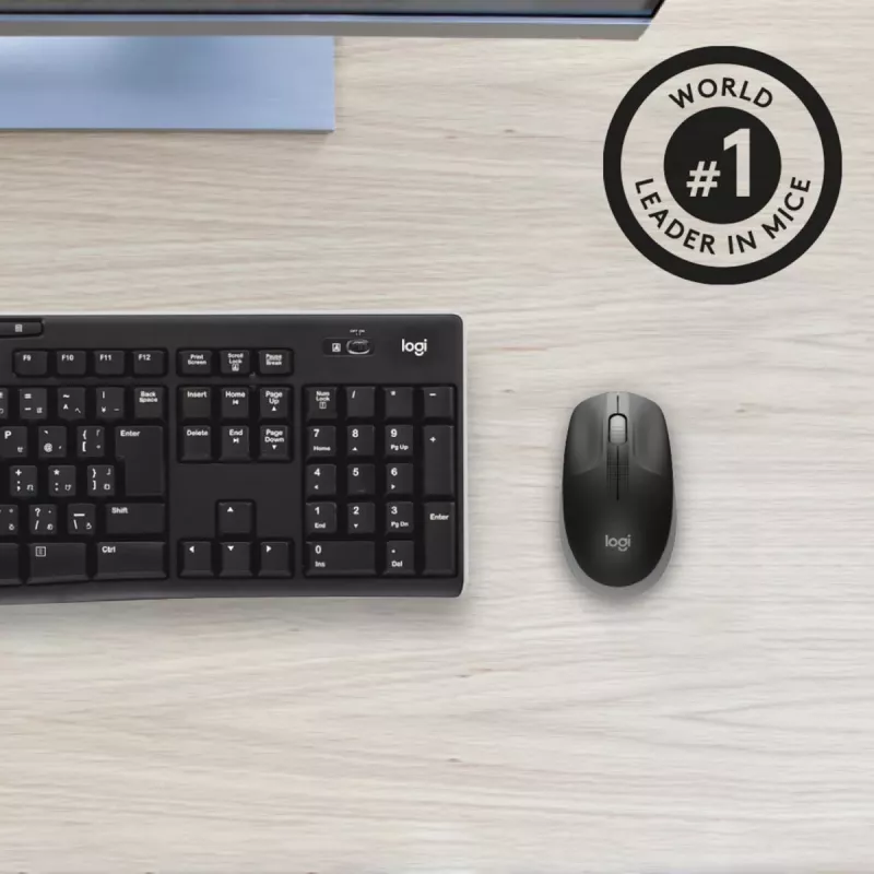 LOGITECH M190 Pełnowymiarowa mysz bezprzewodowa średni szary