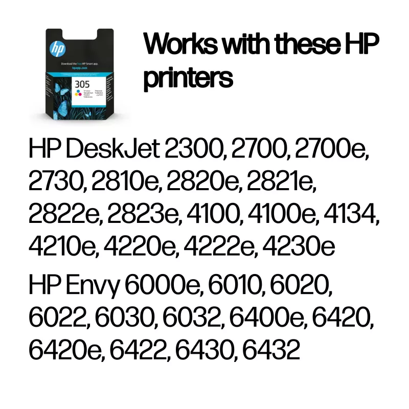 HP 305 trójkolorowy oryginalny wkład atramentowy, cyjan, magenta, żółty, 1 szt., 100 stron