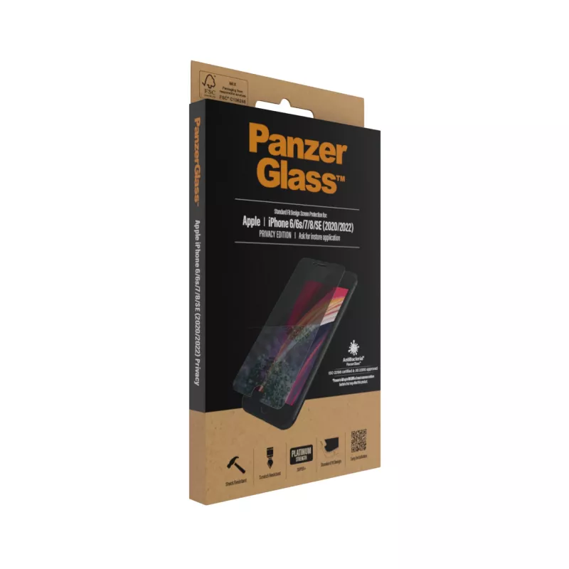 PanzerGlass ® Privacy Screen Protector iPhone SE (2020/2022) | 8 | 7 | 6 | 6s | Standard Fit