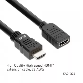 Przedłużacz HDMI CLUB3D High Speed 4K60Hz M/F 5m/16,4ft 26 AWG