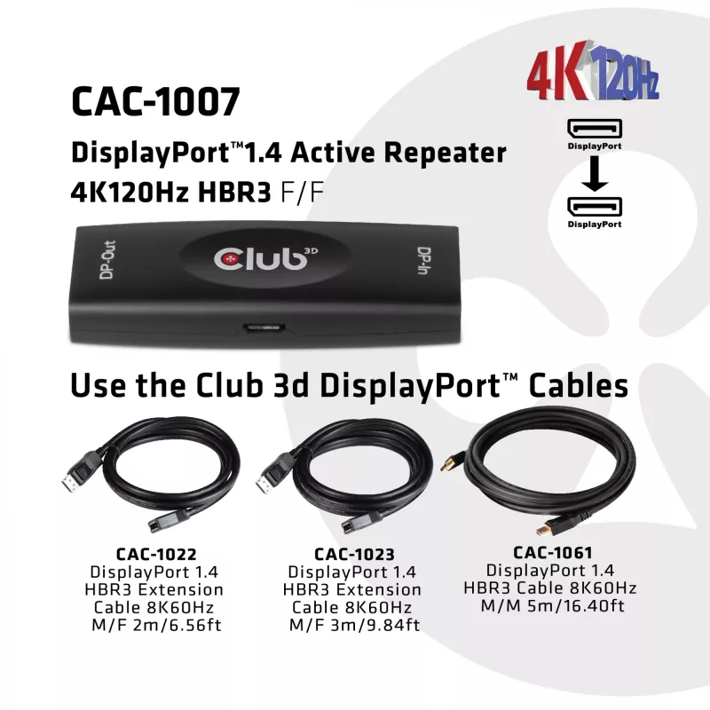 DisplayPort Active Repeater CLUB3D CAC-1007 4K120Hz HBR3