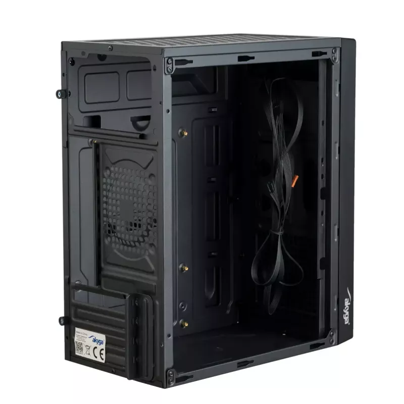 Obudowa PC Akyga AK36BK Micro Tower Czarna — Micro Tower, obsługuje Flex-ATX/Mini-ITX/Micro-ATX, GPU max 25 cm, cooler CPU max 14 cm